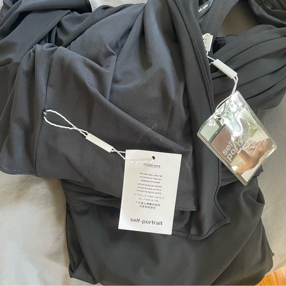 Self-Portrait Crossover Midi Dress in Black - Picture 8 of 10